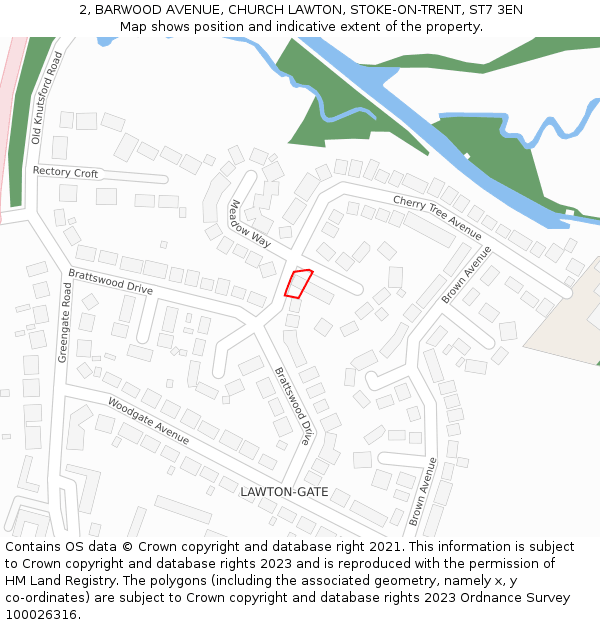 2, BARWOOD AVENUE, CHURCH LAWTON, STOKE-ON-TRENT, ST7 3EN: Location map and indicative extent of plot