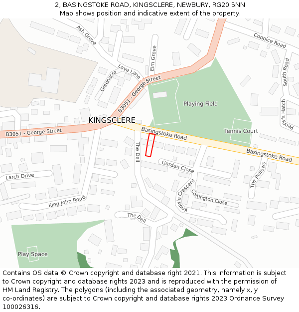 2, BASINGSTOKE ROAD, KINGSCLERE, NEWBURY, RG20 5NN: Location map and indicative extent of plot