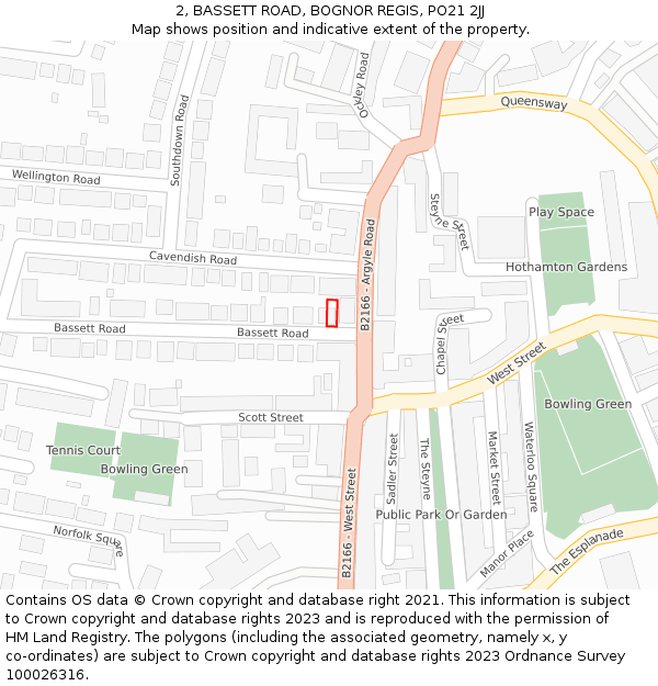 2, BASSETT ROAD, BOGNOR REGIS, PO21 2JJ: Location map and indicative extent of plot