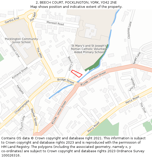 2, BEECH COURT, POCKLINGTON, YORK, YO42 2NE: Location map and indicative extent of plot