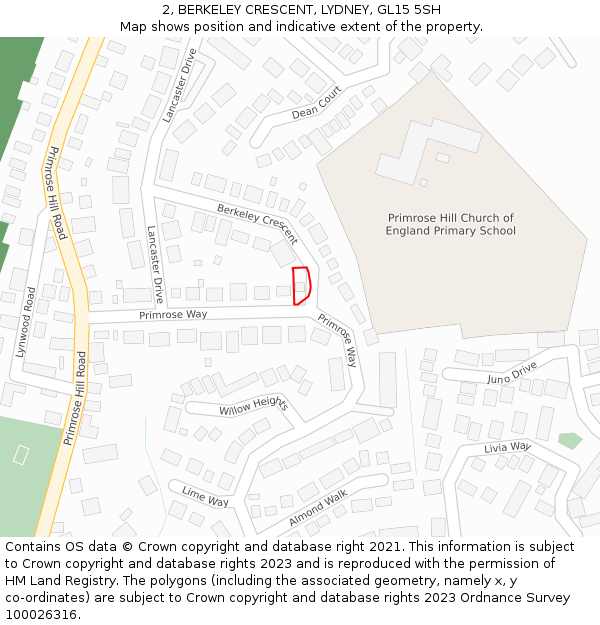 2, BERKELEY CRESCENT, LYDNEY, GL15 5SH: Location map and indicative extent of plot