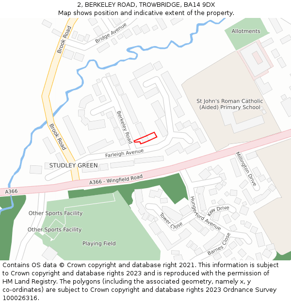 2, BERKELEY ROAD, TROWBRIDGE, BA14 9DX: Location map and indicative extent of plot