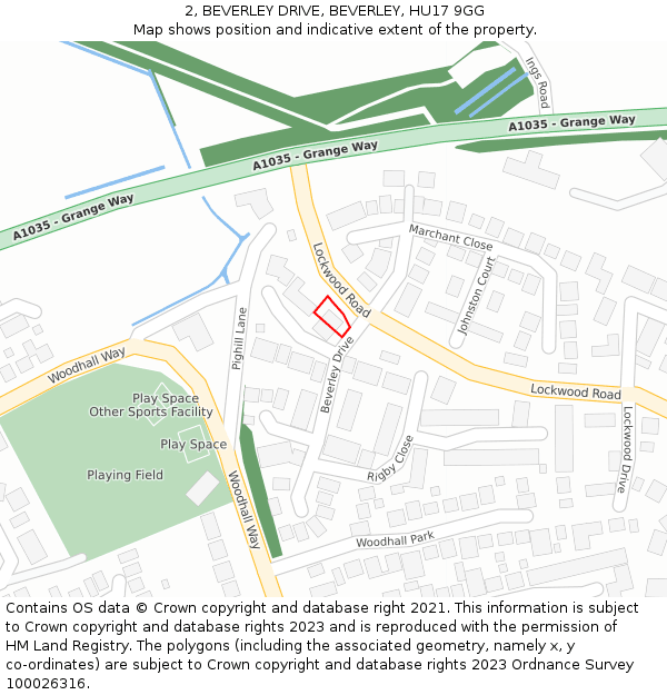 2, BEVERLEY DRIVE, BEVERLEY, HU17 9GG: Location map and indicative extent of plot