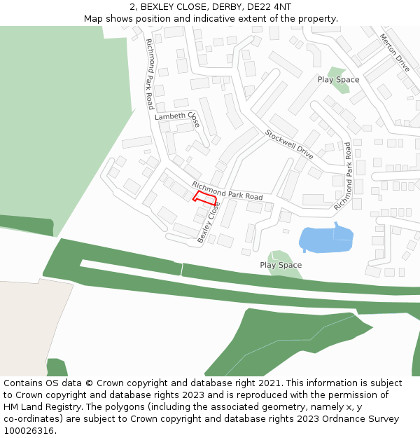 2, BEXLEY CLOSE, DERBY, DE22 4NT: Location map and indicative extent of plot