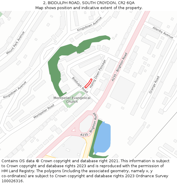 2, BIDDULPH ROAD, SOUTH CROYDON, CR2 6QA: Location map and indicative extent of plot