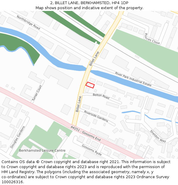 2, BILLET LANE, BERKHAMSTED, HP4 1DP: Location map and indicative extent of plot