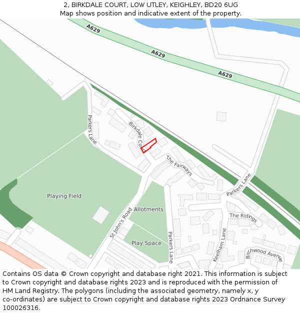 2, BIRKDALE COURT, LOW UTLEY, KEIGHLEY, BD20 6UG: Location map and indicative extent of plot