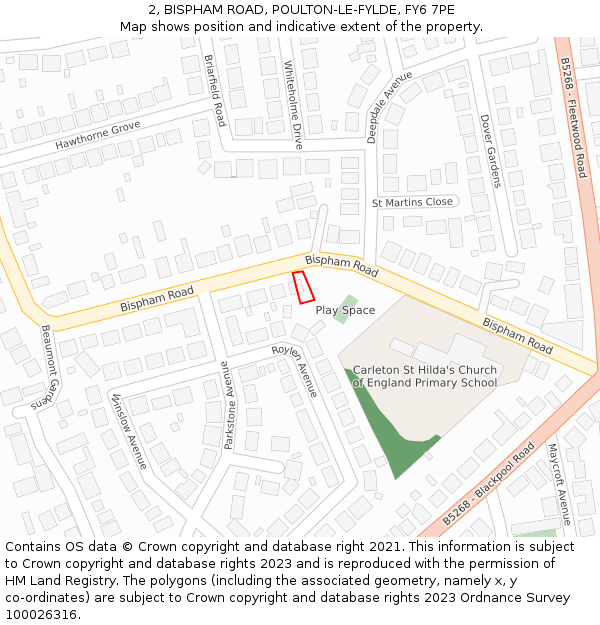 2, BISPHAM ROAD, POULTON-LE-FYLDE, FY6 7PE: Location map and indicative extent of plot