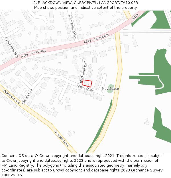 2, BLACKDOWN VIEW, CURRY RIVEL, LANGPORT, TA10 0ER: Location map and indicative extent of plot