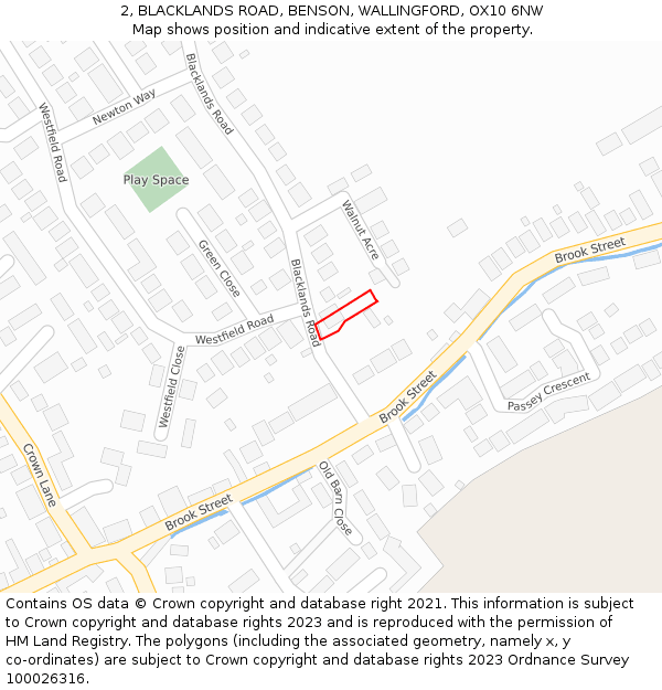 2, BLACKLANDS ROAD, BENSON, WALLINGFORD, OX10 6NW: Location map and indicative extent of plot