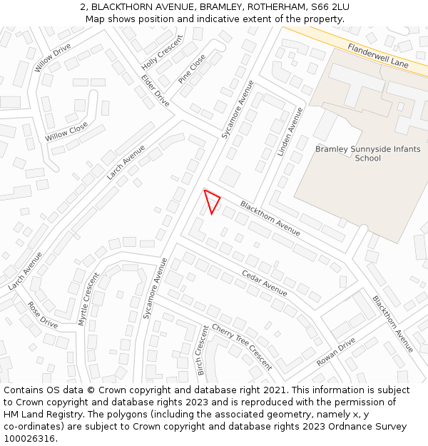 2, BLACKTHORN AVENUE, BRAMLEY, ROTHERHAM, S66 2LU: Location map and indicative extent of plot