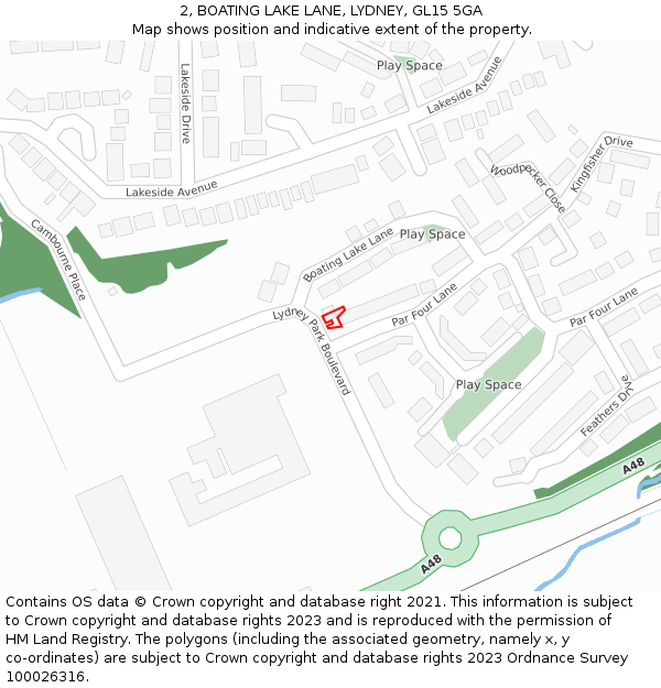 2, BOATING LAKE LANE, LYDNEY, GL15 5GA: Location map and indicative extent of plot