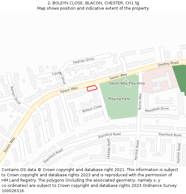 2, BOLEYN CLOSE, BLACON, CHESTER, CH1 5JJ: Location map and indicative extent of plot