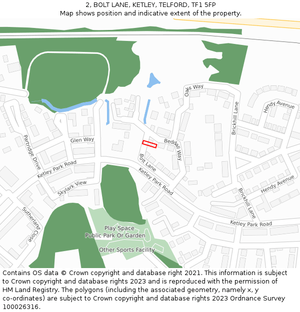 2, BOLT LANE, KETLEY, TELFORD, TF1 5FP: Location map and indicative extent of plot