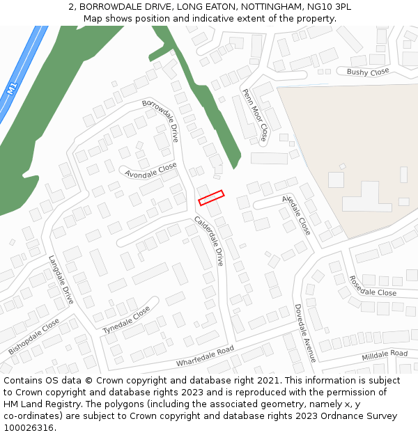 2, BORROWDALE DRIVE, LONG EATON, NOTTINGHAM, NG10 3PL: Location map and indicative extent of plot