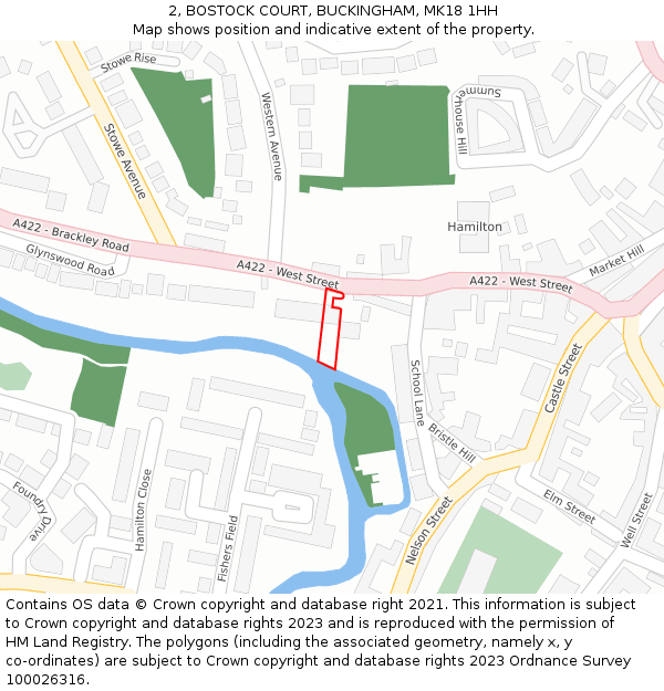 2, BOSTOCK COURT, BUCKINGHAM, MK18 1HH: Location map and indicative extent of plot