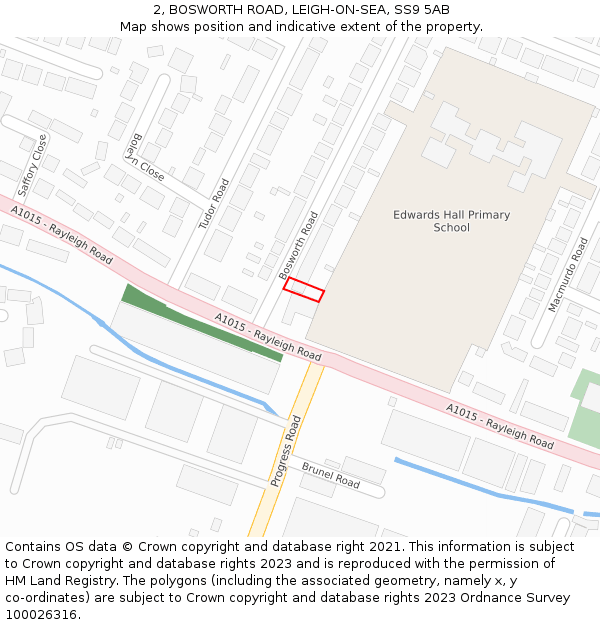 2, BOSWORTH ROAD, LEIGH-ON-SEA, SS9 5AB: Location map and indicative extent of plot