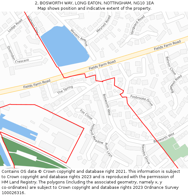 2, BOSWORTH WAY, LONG EATON, NOTTINGHAM, NG10 1EA: Location map and indicative extent of plot