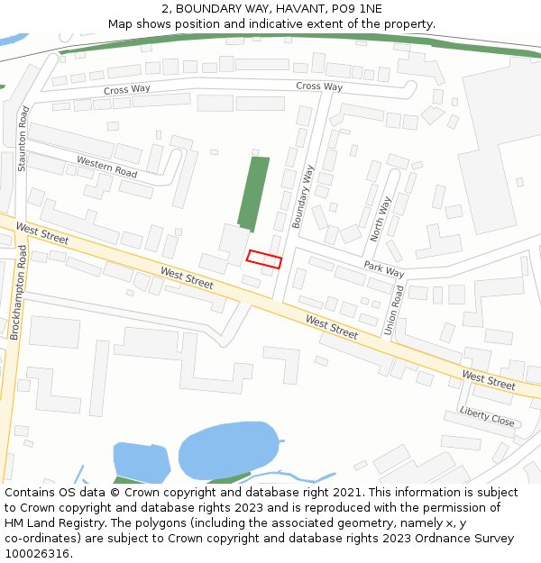 2, BOUNDARY WAY, HAVANT, PO9 1NE: Location map and indicative extent of plot