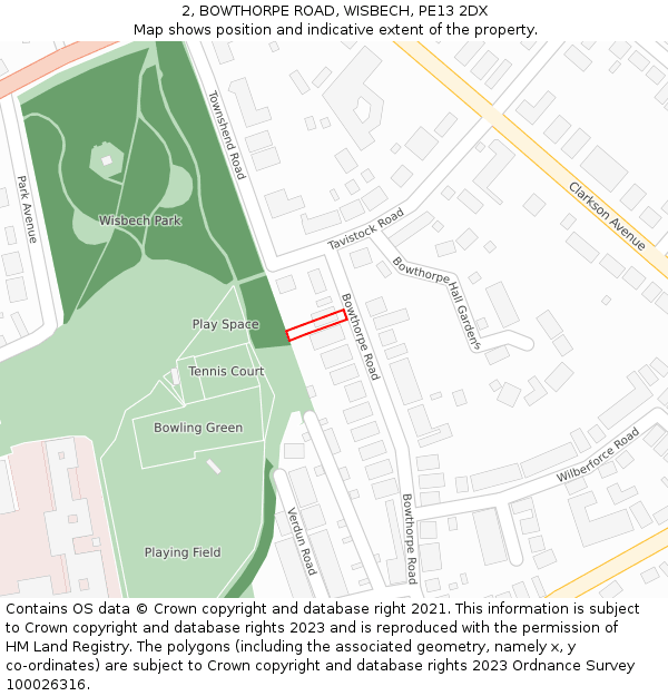 2, BOWTHORPE ROAD, WISBECH, PE13 2DX: Location map and indicative extent of plot