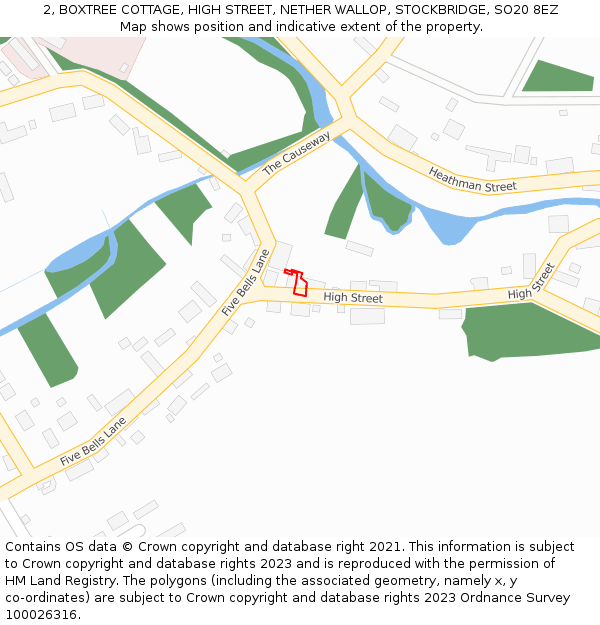 2, BOXTREE COTTAGE, HIGH STREET, NETHER WALLOP, STOCKBRIDGE, SO20 8EZ: Location map and indicative extent of plot