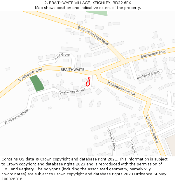 2, BRAITHWAITE VILLAGE, KEIGHLEY, BD22 6PX: Location map and indicative extent of plot