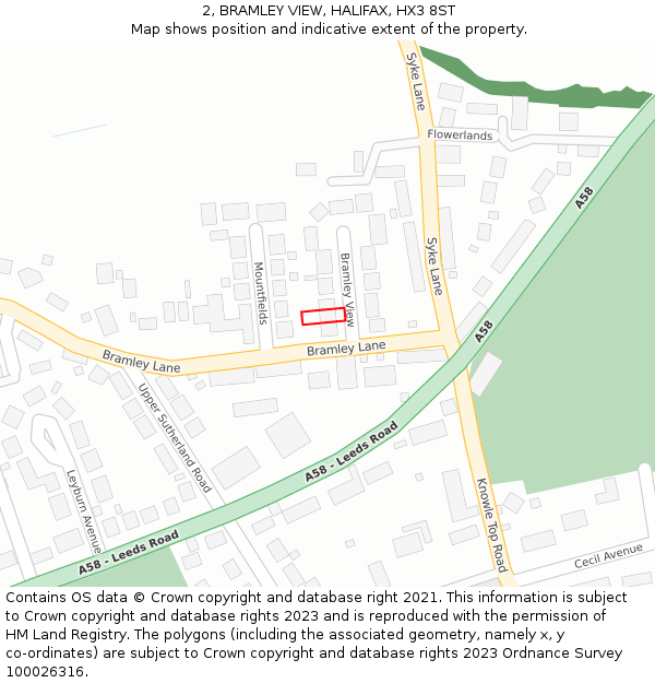 2, BRAMLEY VIEW, HALIFAX, HX3 8ST: Location map and indicative extent of plot