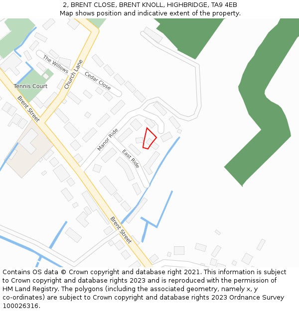 2, BRENT CLOSE, BRENT KNOLL, HIGHBRIDGE, TA9 4EB: Location map and indicative extent of plot