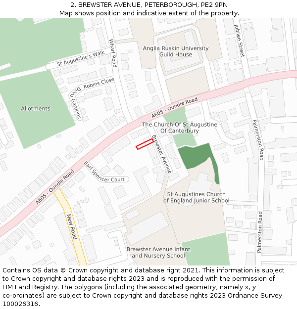 2, BREWSTER AVENUE, PETERBOROUGH, PE2 9PN: Location map and indicative extent of plot