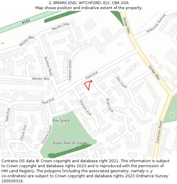 2, BRIARS END, WITCHFORD, ELY, CB6 2GA: Location map and indicative extent of plot