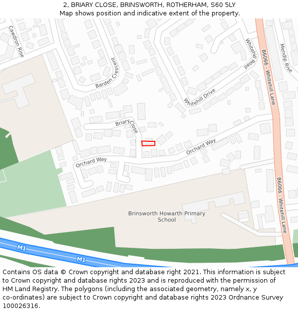 2, BRIARY CLOSE, BRINSWORTH, ROTHERHAM, S60 5LY: Location map and indicative extent of plot