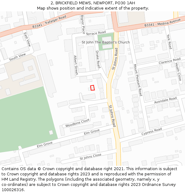 2, BRICKFIELD MEWS, NEWPORT, PO30 1AH: Location map and indicative extent of plot