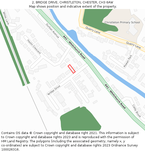 2, BRIDGE DRIVE, CHRISTLETON, CHESTER, CH3 6AW: Location map and indicative extent of plot