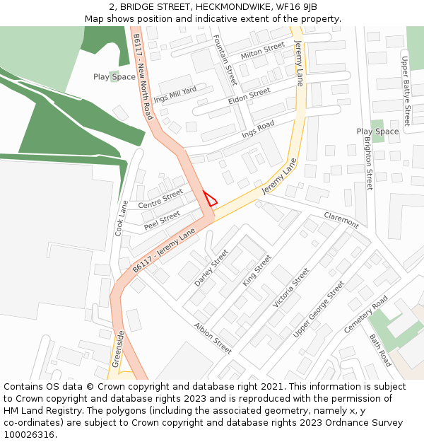 2, BRIDGE STREET, HECKMONDWIKE, WF16 9JB: Location map and indicative extent of plot