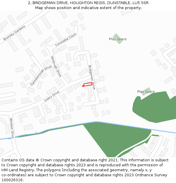 2, BRIDGEMAN DRIVE, HOUGHTON REGIS, DUNSTABLE, LU5 5SR: Location map and indicative extent of plot