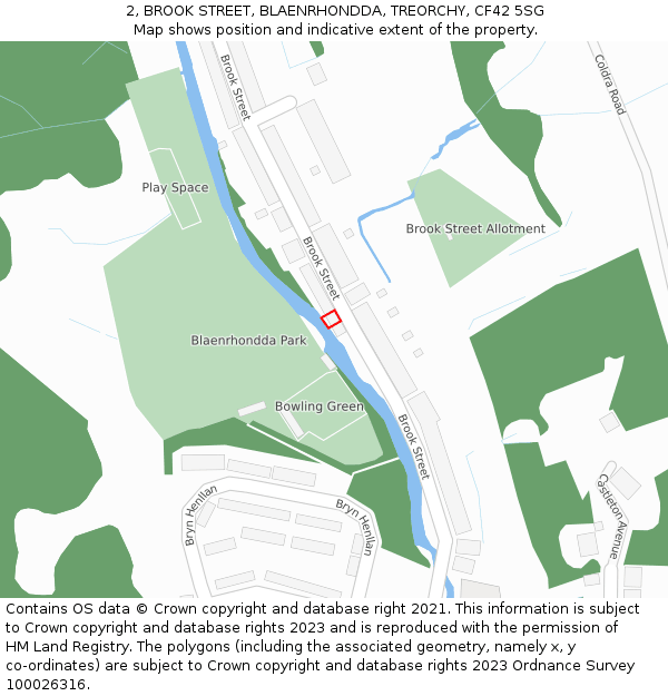 2, BROOK STREET, BLAENRHONDDA, TREORCHY, CF42 5SG: Location map and indicative extent of plot