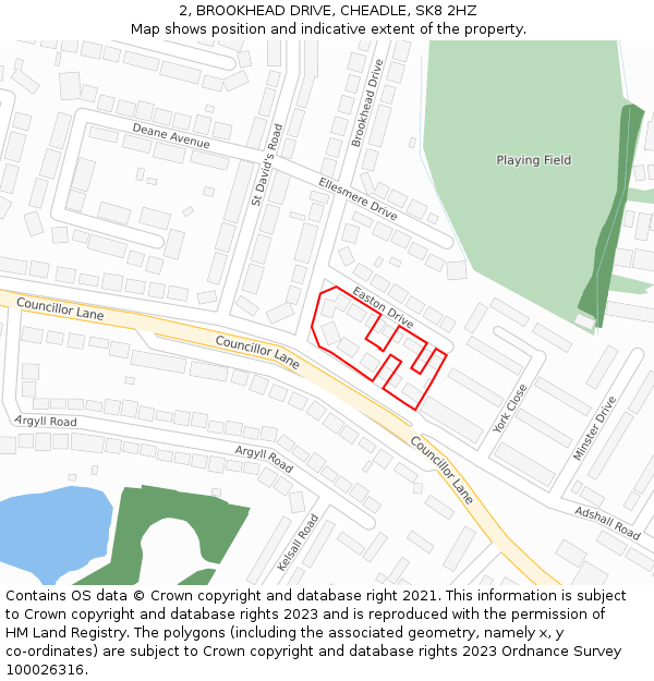 2, BROOKHEAD DRIVE, CHEADLE, SK8 2HZ: Location map and indicative extent of plot