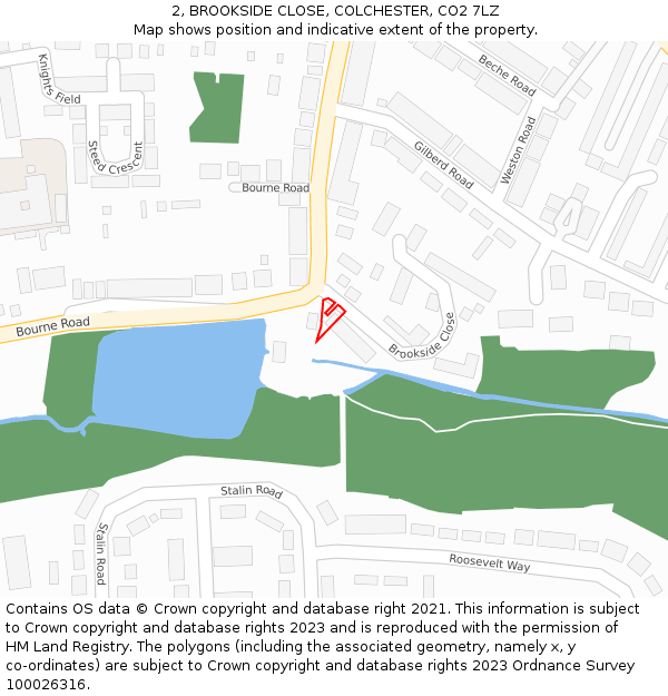 2, BROOKSIDE CLOSE, COLCHESTER, CO2 7LZ: Location map and indicative extent of plot