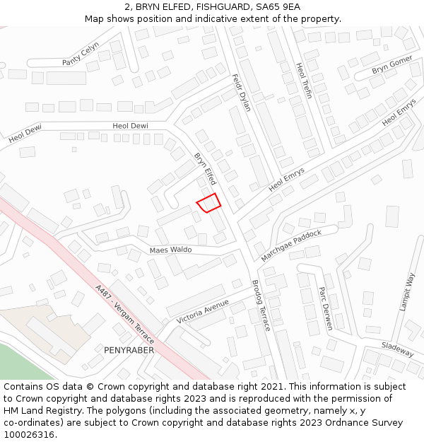 2, BRYN ELFED, FISHGUARD, SA65 9EA: Location map and indicative extent of plot