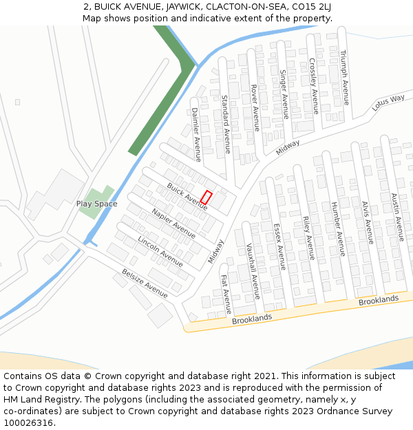 2, BUICK AVENUE, JAYWICK, CLACTON-ON-SEA, CO15 2LJ: Location map and indicative extent of plot