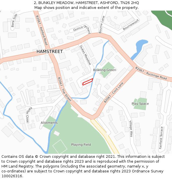 2, BUNKLEY MEADOW, HAMSTREET, ASHFORD, TN26 2HQ: Location map and indicative extent of plot