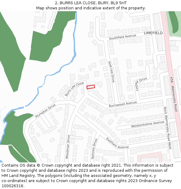 2, BURRS LEA CLOSE, BURY, BL9 5HT: Location map and indicative extent of plot