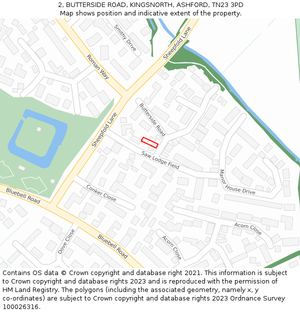 2, BUTTERSIDE ROAD, KINGSNORTH, ASHFORD, TN23 3PD: Location map and indicative extent of plot