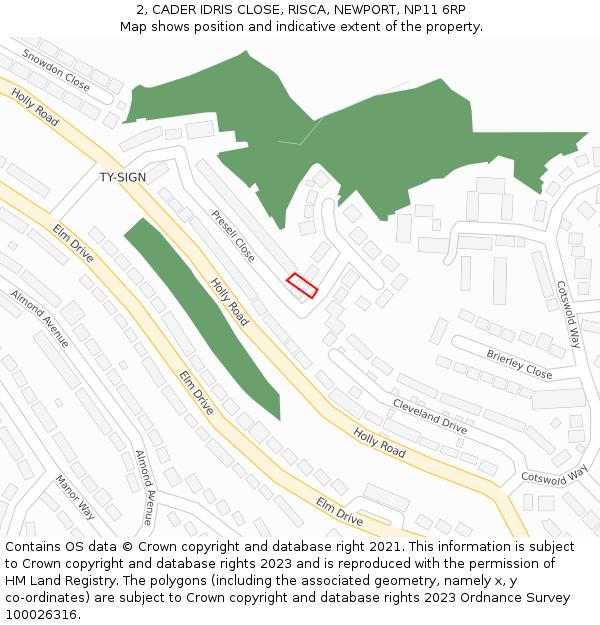 2, CADER IDRIS CLOSE, RISCA, NEWPORT, NP11 6RP: Location map and indicative extent of plot