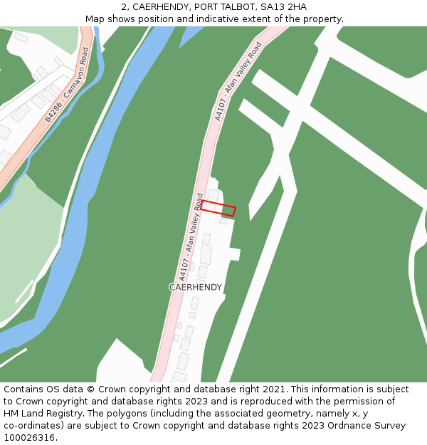2, CAERHENDY, PORT TALBOT, SA13 2HA: Location map and indicative extent of plot