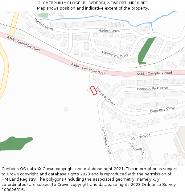2, CAERPHILLY CLOSE, RHIWDERIN, NEWPORT, NP10 8RF: Location map and indicative extent of plot