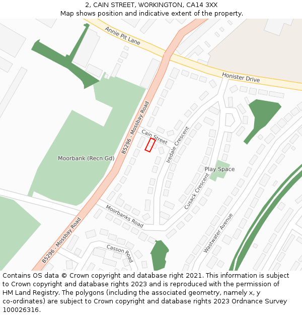2, CAIN STREET, WORKINGTON, CA14 3XX: Location map and indicative extent of plot