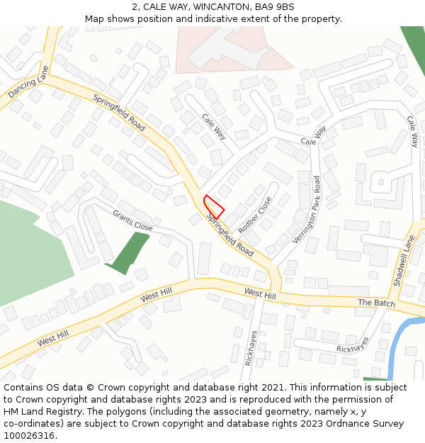 2, CALE WAY, WINCANTON, BA9 9BS: Location map and indicative extent of plot