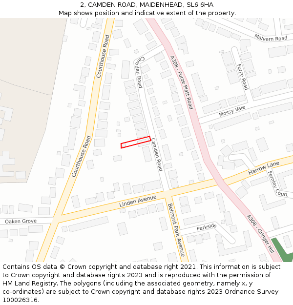 2, CAMDEN ROAD, MAIDENHEAD, SL6 6HA: Location map and indicative extent of plot