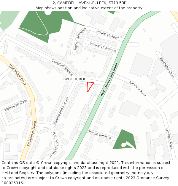 2, CAMPBELL AVENUE, LEEK, ST13 5RP: Location map and indicative extent of plot